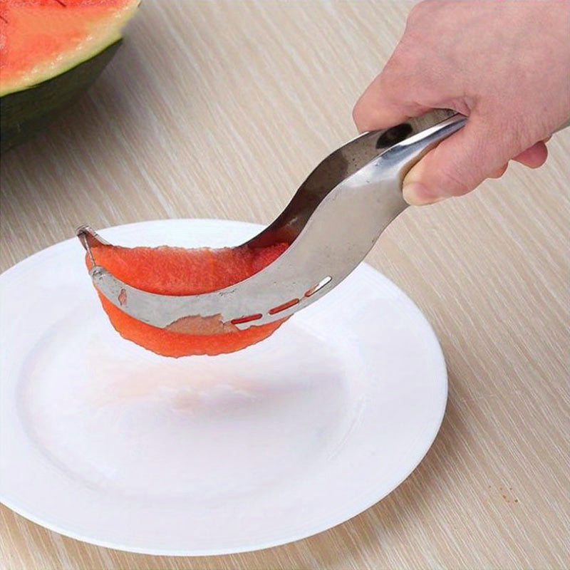 1pc, Watermelon Slicer, Creative Watermelon Cutter, Stainless Steel Watermelon Divider, Reusable Watermelon Slicer, Fruit Divider, Kitchen Gadgets, Kitchen Supplies, Kitchen Stuff