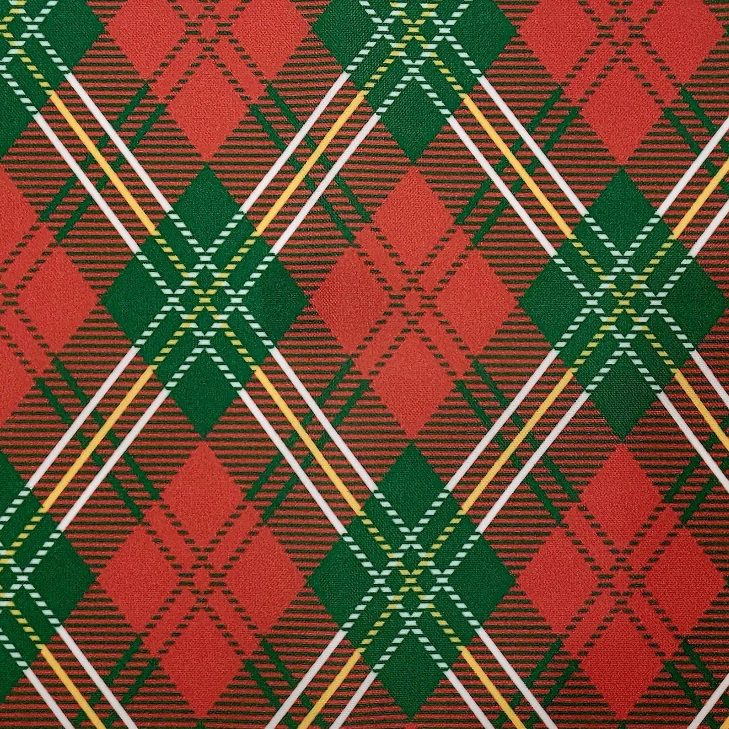 Set of 4 Placemats Christmas Plaid Cloth Waterproof 17" by 13" - Green