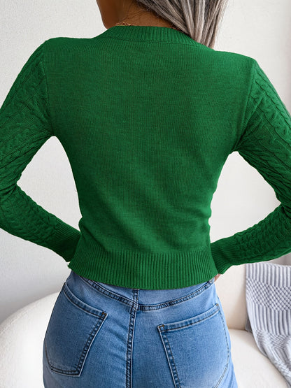 Women'S Long Sleeve Hollow Sweater | High Stretch Fabric, Crew Neck, Sexy Slim Fit, Autumn/Winter