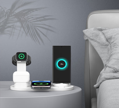 3-in-1 Wireless Charger Station Stand Dock - Foldable Travel Charger for iPhone 15/14/13/12/11, Apple Watch Series 9 to 2/Ultra, Airpods Pro - Compatible with Multiple Devices, Space-Saving Design for Home and Travel