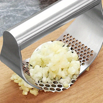 1pc, Garlic Press, Stainless Steel Garlic Press, Rocker Metal Garlic Mincer, Washable Garlic Crusher, Kitchen Garlic Chopper, Garlic Masher, Kitchen Stuff, Kitchen Gadgets, Apartment Essentials