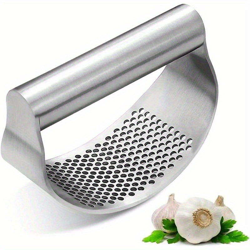 1pc, Garlic Press, Stainless Steel Garlic Press, Rocker Metal Garlic Mincer, Washable Garlic Crusher, Kitchen Garlic Chopper, Garlic Masher, Kitchen Stuff, Kitchen Gadgets, Apartment Essentials