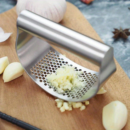 1pc, Garlic Press, Stainless Steel Garlic Press, Rocker Metal Garlic Mincer, Washable Garlic Crusher, Kitchen Garlic Chopper, Garlic Masher, Kitchen Stuff, Kitchen Gadgets, Apartment Essentials