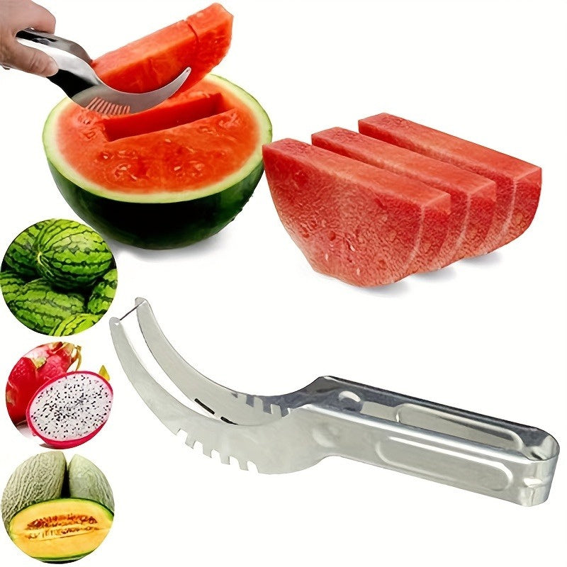 1pc, Watermelon Slicer, Creative Watermelon Cutter, Stainless Steel Watermelon Divider, Reusable Watermelon Slicer, Fruit Divider, Kitchen Gadgets, Kitchen Supplies, Kitchen Stuff