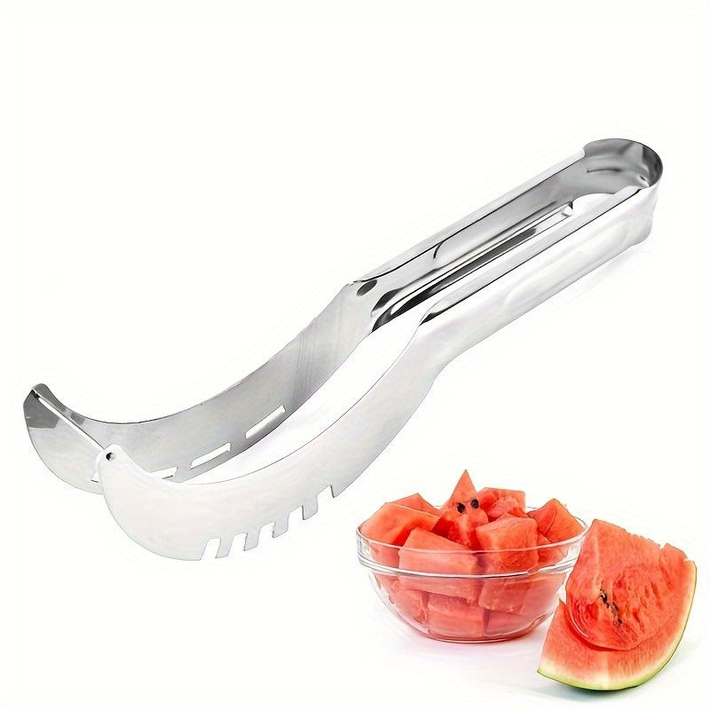 1pc, Watermelon Slicer, Creative Watermelon Cutter, Stainless Steel Watermelon Divider, Reusable Watermelon Slicer, Fruit Divider, Kitchen Gadgets, Kitchen Supplies, Kitchen Stuff