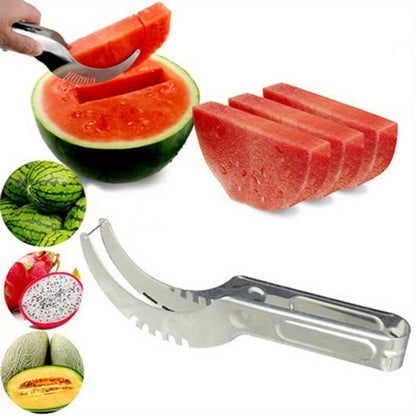 1pc, Watermelon Slicer, Creative Watermelon Cutter, Stainless Steel Watermelon Divider, Reusable Watermelon Slicer, Fruit Divider, Kitchen Gadgets, Kitchen Supplies, Kitchen Stuff