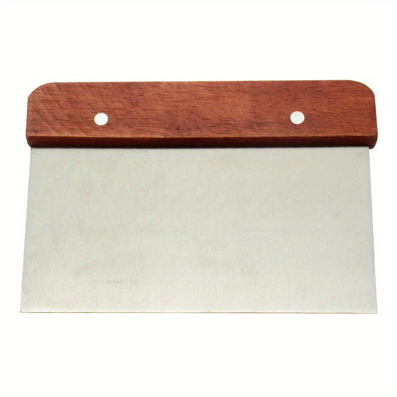 Stainless Steel Dough Cutter with Wooden Handle - Multipurpose Baking Tool and Vegetable Chopper for Kitchen Gadgets and Accessories