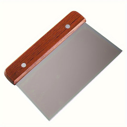 Stainless Steel Dough Cutter with Wooden Handle - Multipurpose Baking Tool and Vegetable Chopper for Kitchen Gadgets and Accessories