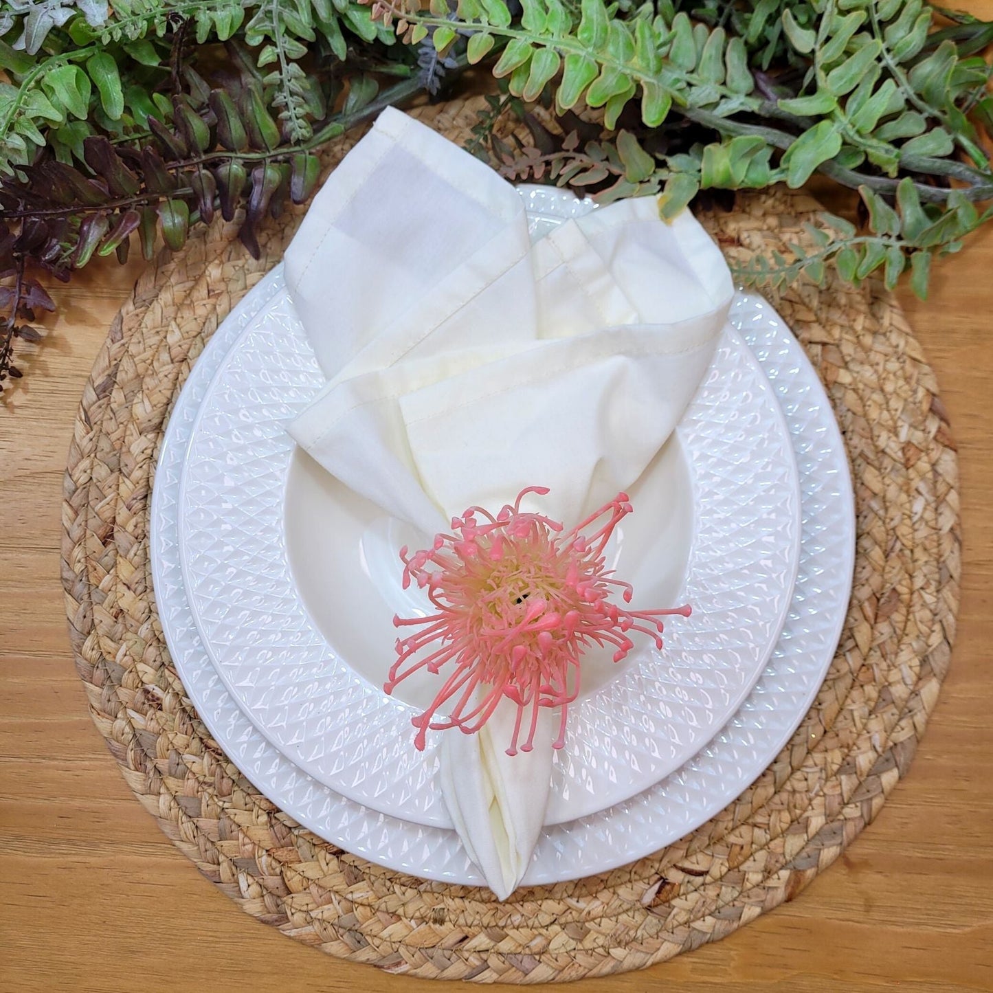 Set of 4 Rose Rustic Savanna Flower Napkin Rings