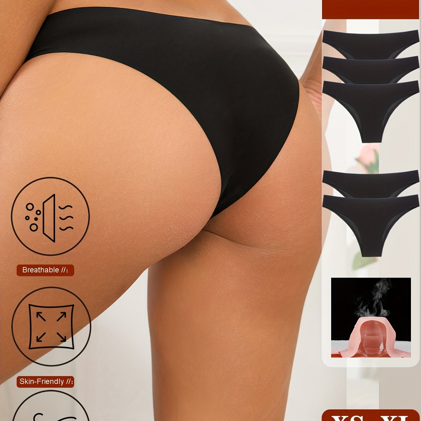 5pcs Women'S Seamless Bikini Underwear - Breathable, Quick-Dry, Comfort Fit, Low-Rise, Solid, 5 Styles for Everyday & Special Occasions, Bikini Bottoms, Everyday Underwear, Minimalist Design, Smooth Texture