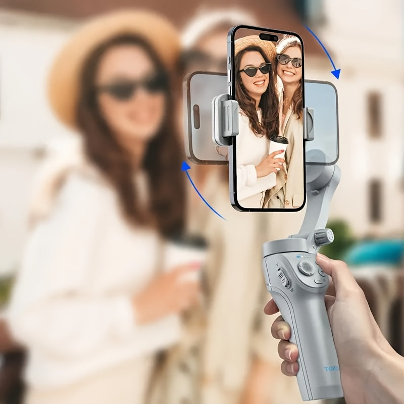 Three-Axis PTZ Stabilizer Plus - Intelligent Face Recognition, Anti-Shake, LED Fill Light, Wireless, Rechargeable Lithium Battery, USB Charging, Compatible With Apple And Samsung Mobile Phones