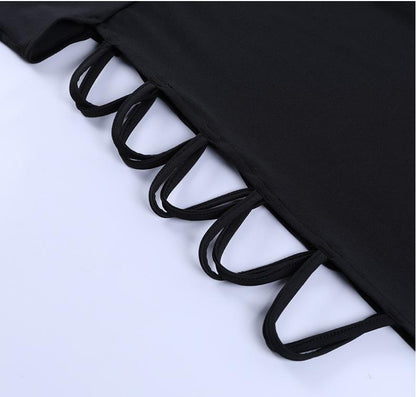 22 New Sexy Vest-Strap Long Dress with High Slit and Side Hollow | High Neck, Bodycon Fit, Solid Color for Spring/Fall