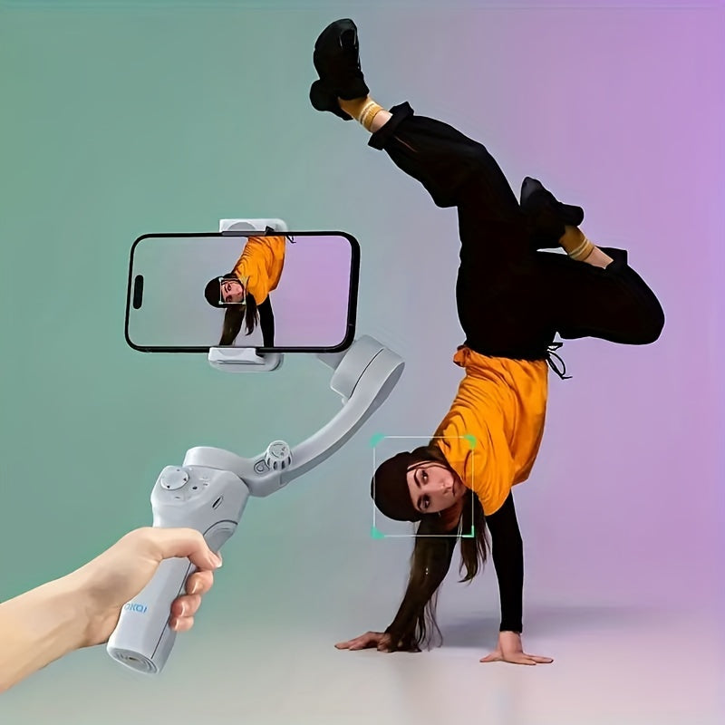 Three-Axis PTZ Stabilizer Plus - Intelligent Face Recognition, Anti-Shake, LED Fill Light, Wireless, Rechargeable Lithium Battery, USB Charging, Compatible With Apple And Samsung Mobile Phones