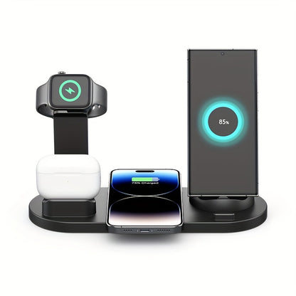 3-in-1 Wireless Charger Station Stand Dock - Foldable Travel Charger for iPhone 15/14/13/12/11, Apple Watch Series 9 to 2/Ultra, Airpods Pro - Compatible with Multiple Devices, Space-Saving Design for Home and Travel