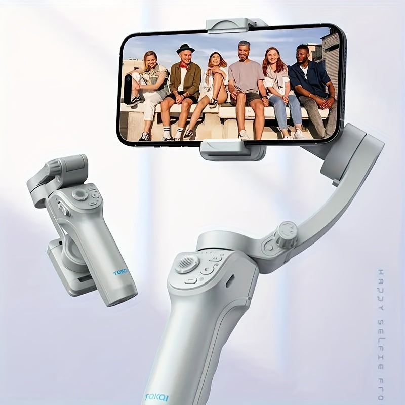 Three-Axis PTZ Stabilizer Plus - Intelligent Face Recognition, Anti-Shake, LED Fill Light, Wireless, Rechargeable Lithium Battery, USB Charging, Compatible With Apple And Samsung Mobile Phones