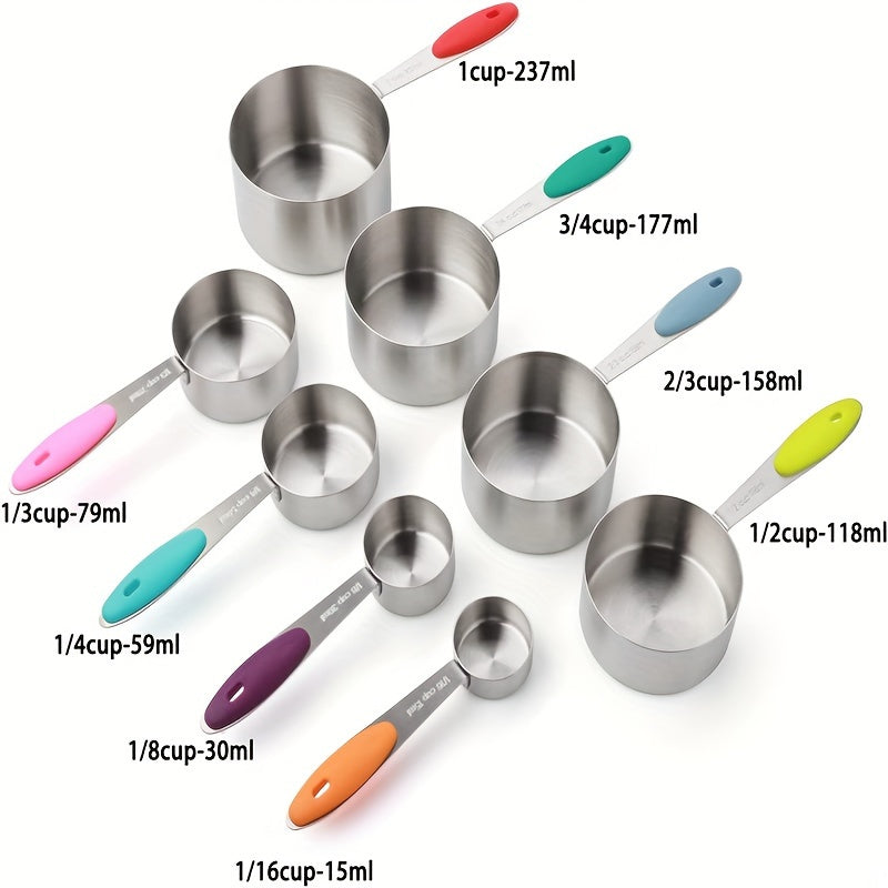 8/17pcs, Colorful Measuring Cups Set, Stainless Steel Measuring Spoons, for Dry And Liquid Ingredient, Baking Tools, Kitchen Gadgets, Kitchen Accessories, Father Gift