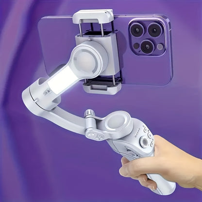 Three-Axis PTZ Stabilizer Plus - Intelligent Face Recognition, Anti-Shake, LED Fill Light, Wireless, Rechargeable Lithium Battery, USB Charging, Compatible With Apple And Samsung Mobile Phones