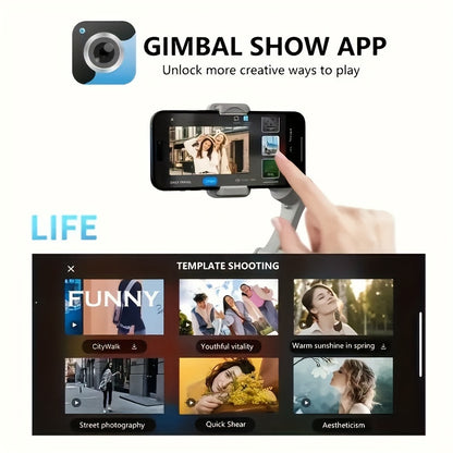 Three-Axis PTZ Stabilizer Plus - Intelligent Face Recognition, Anti-Shake, LED Fill Light, Wireless, Rechargeable Lithium Battery, USB Charging, Compatible With Apple And Samsung Mobile Phones