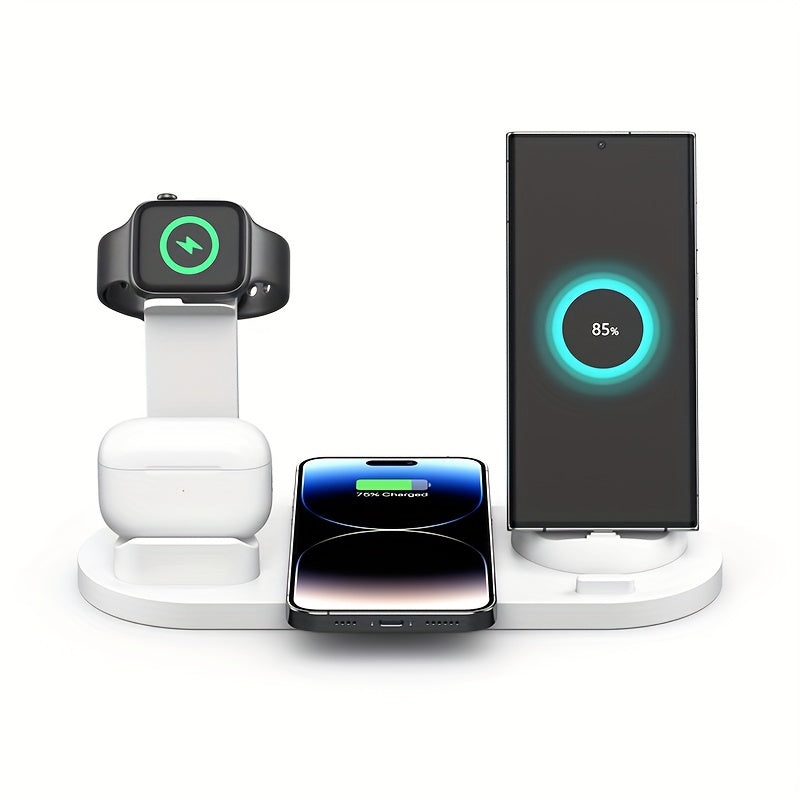 3-in-1 Wireless Charger Station Stand Dock - Foldable Travel Charger for iPhone 15/14/13/12/11, Apple Watch Series 9 to 2/Ultra, Airpods Pro - Compatible with Multiple Devices, Space-Saving Design for Home and Travel