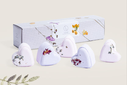 Bath Bombs - Lavender  - a Set of 5 Heart Shaped Gift box - Mother's Day best gift