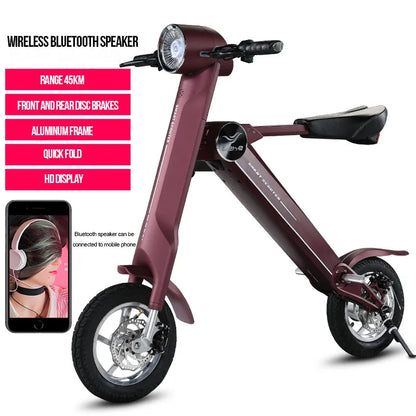 12"LEHE Electric scooter Smart city walking electric bicycle mini folding  electric bike instead  walking tool 36v li-ion ebike