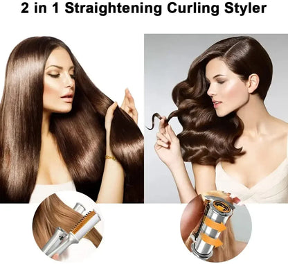 Professional Hairs Curler Straighter Rotating Hair Brush Curler Styler Hair Styling Tools Curling Iron Straighting Brush 2 In 1