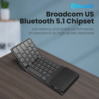 Foldable Bluetooth Keyboard with Numeric Keypad Full Size Wireless Folding Keyboard Rechargeable Portable Travel Keyboard
