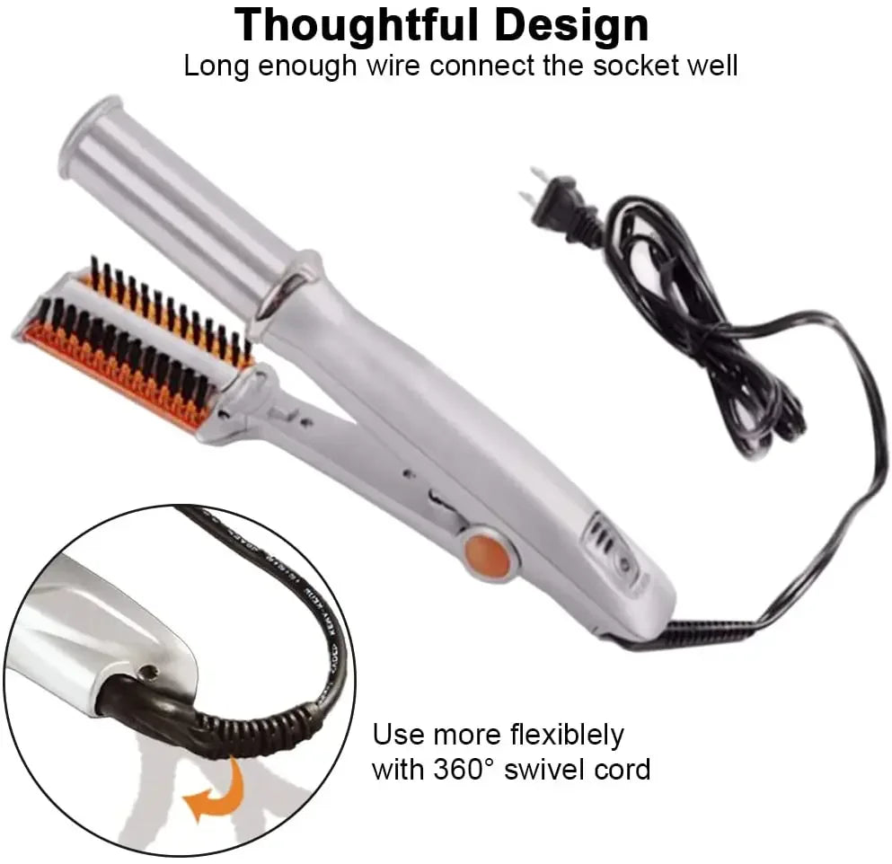 Professional Hairs Curler Straighter Rotating Hair Brush Curler Styler Hair Styling Tools Curling Iron Straighting Brush 2 In 1