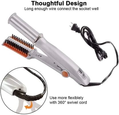 Professional Hairs Curler Straighter Rotating Hair Brush Curler Styler Hair Styling Tools Curling Iron Straighting Brush 2 In 1
