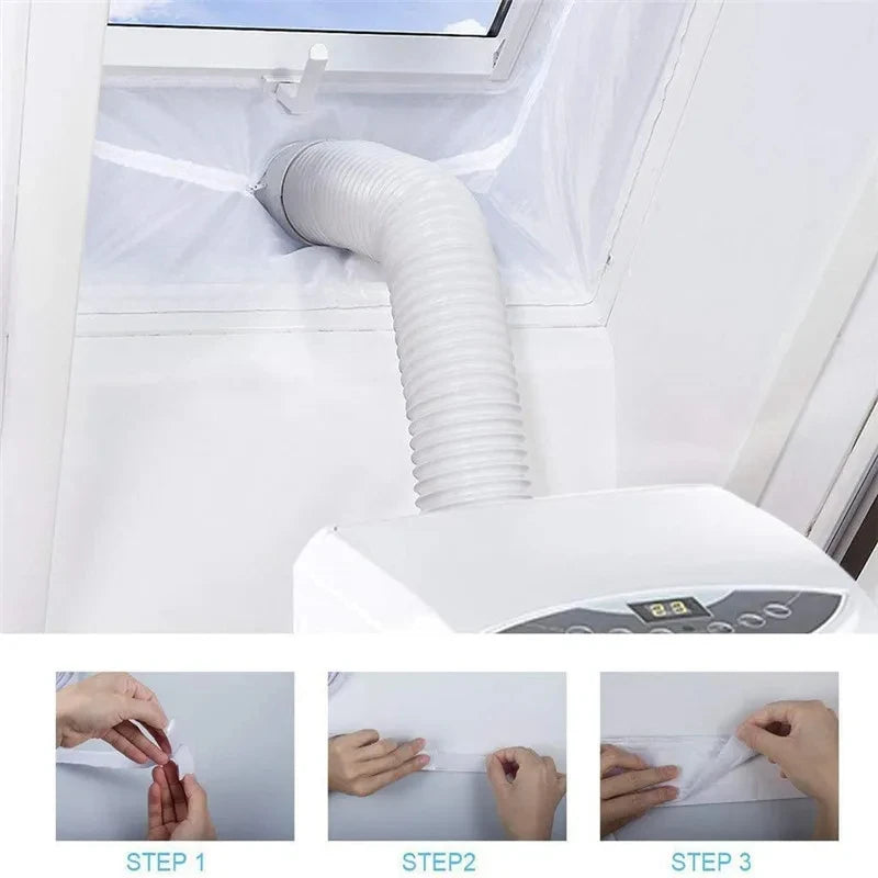 AirLock Window Seal for Portable Air Conditioner 3/4/5m Flexible Cloth Sealing Plate Window Seal with With Zip and Adhesive Fast