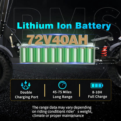 10000W Off-road Electric Scooter Dual Motors 14 Inch Off-Road Tyres 72V-40AH Panasonic Battery Speed 120KM/H elektro scooter