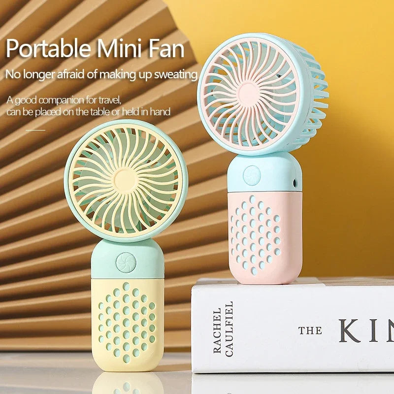 Handheld Mini Fan USB Rechargeable Portable Mute Small Electric Fan Student Dormitory Outdoor Travel Cooling Fan