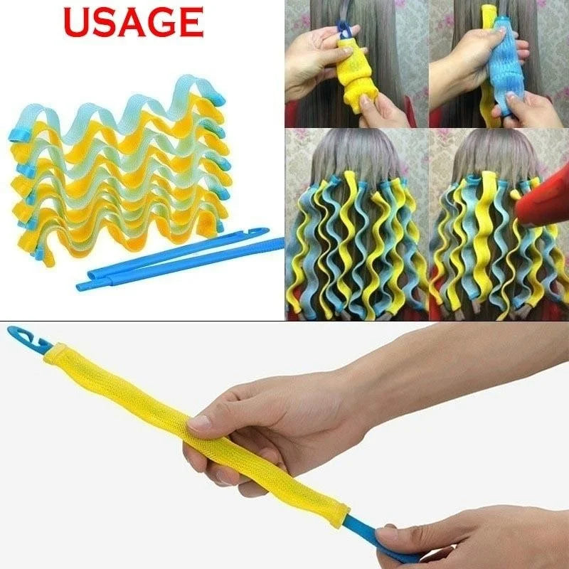 12PC Hair Curlers DIY Hair Salon Curlers Rollers Tool Soft Large Hairdressing Tools