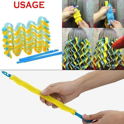 12PC Hair Curlers DIY Hair Salon Curlers Rollers Tool Soft Large Hairdressing Tools