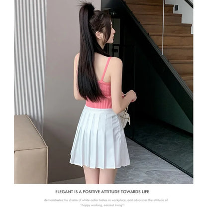 Cable Knit Ribbed Knitted Vest, Sexy Solid V Neck Backless Spaghetti Strap Sweater Vest for Spring & Summer, Women's Clothing