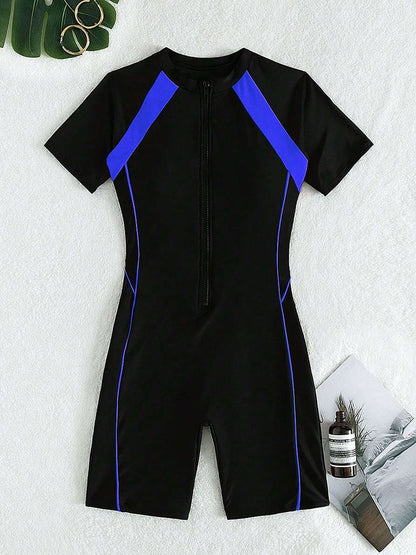 Short Sleeve Surfing Swimsuit 2025 Slim Bodysuit Swimwear Women One Pieces Rashguard Diving Clothes Bathing Swimming Swim Suit