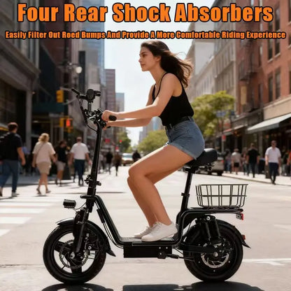 DEEPOWER C14 electric scooter can carry weight on the pedals and is equipped with a 500w motor and a waterproof lithium battery