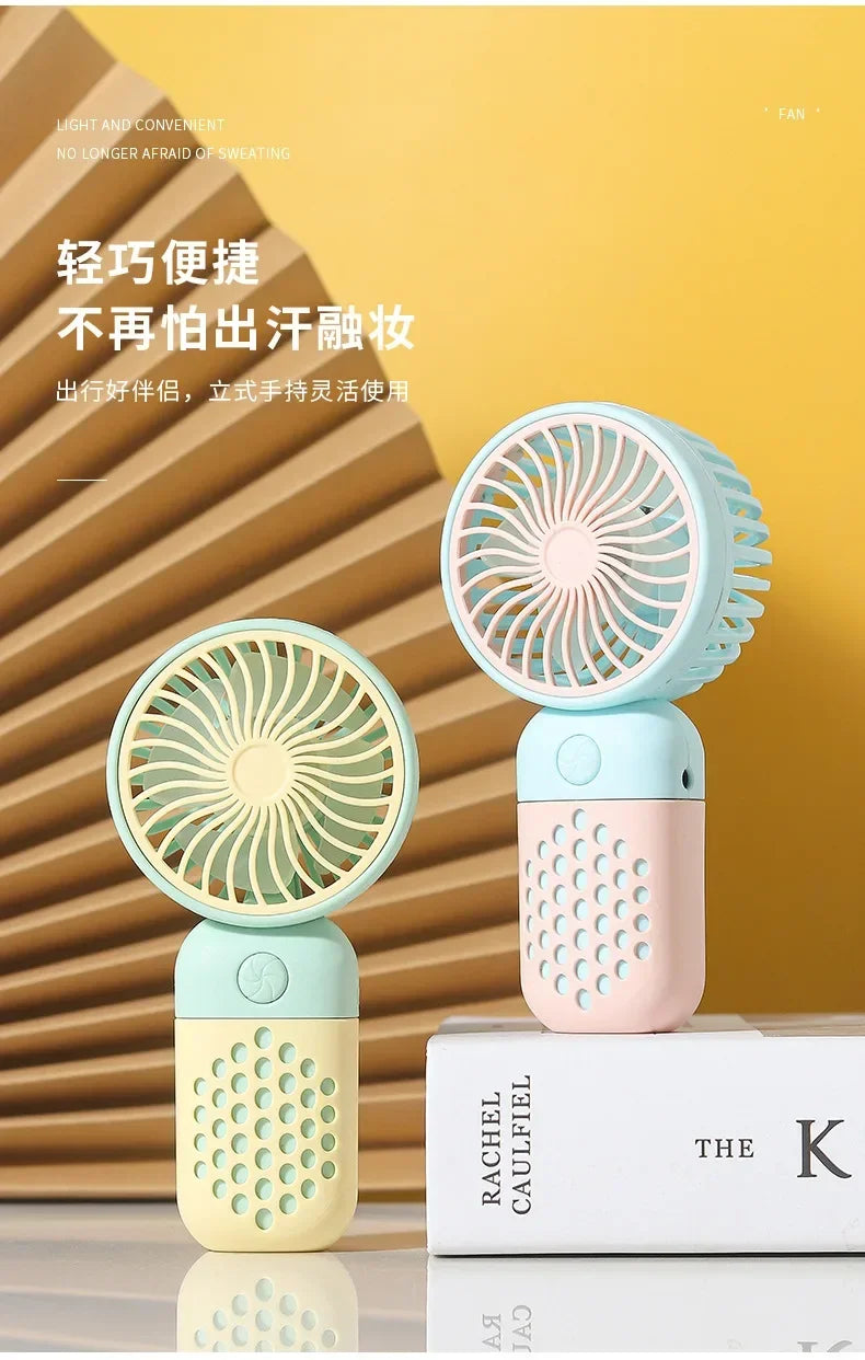 Handheld Mini Fan USB Rechargeable Portable Mute Small Electric Fan Student Dormitory Outdoor Travel Cooling Fan