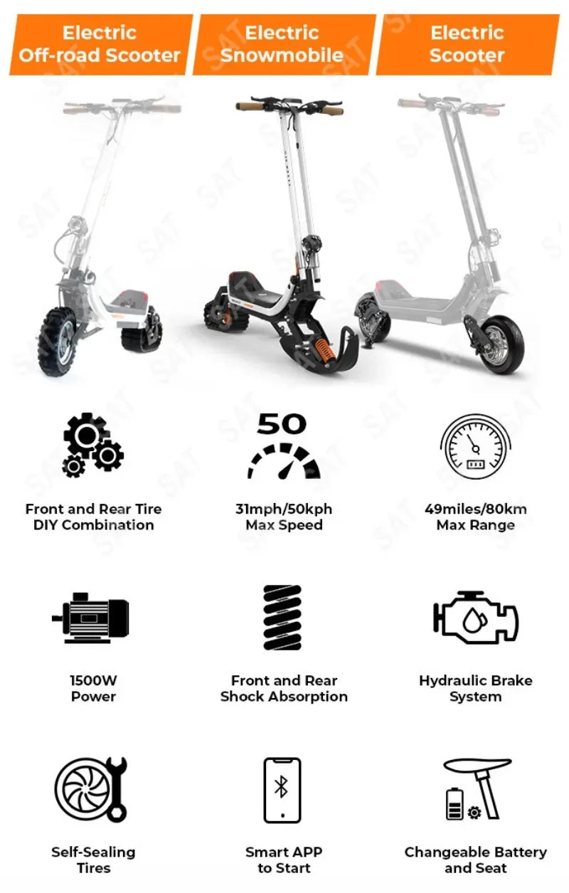 Electric Scooters Powerul Adults G63 Trotinette Electrique fa Tire Snowboard
