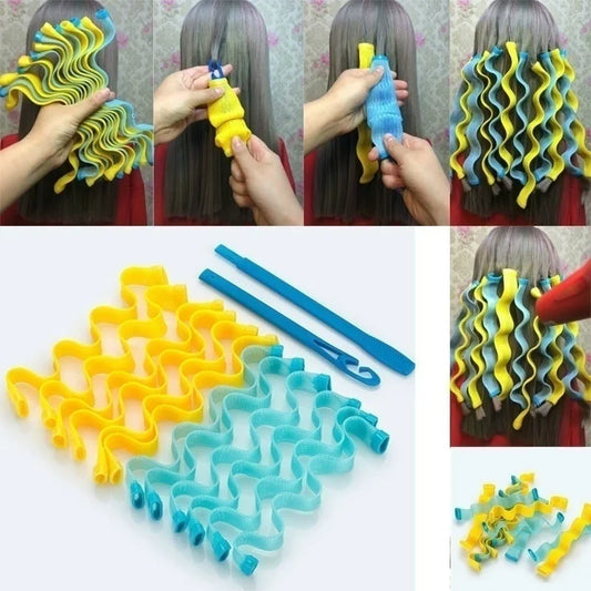 12PC Hair Curlers DIY Hair Salon Curlers Rollers Tool Soft Large Hairdressing Tools