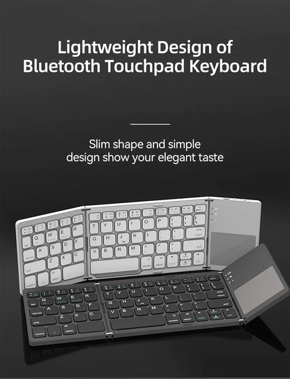 Foldable Bluetooth Keyboard With Touchpad Mini Wireless Keyboard Rechargable Keyboard For IOS Android Windows Tablet Notebook