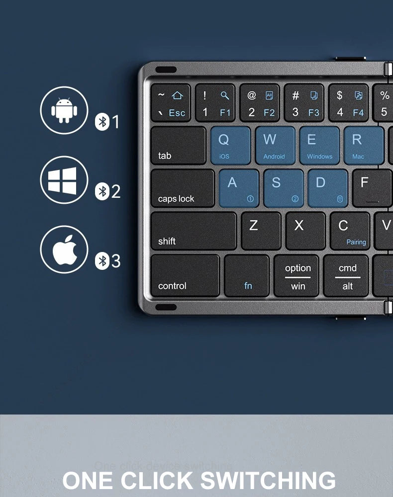 Portable Keyboard Folded,  104 Keys Folded Keyboard for  Cellphone  Supporting  iOS, Android, Windows, PC