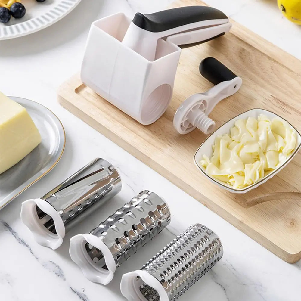3-in-1 Hand-Cranked Cheese Grater Hand Crank Rotary Parmesan Cheese Shredder Multi-functional Handheld Chocolate Grater