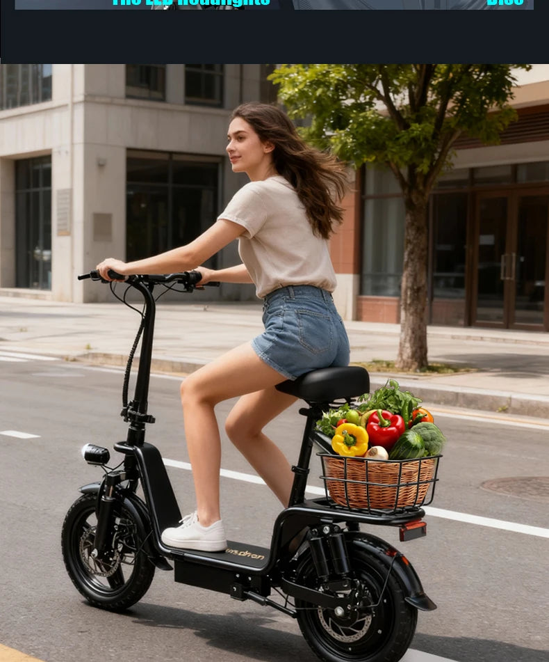DEEPOWER C14 electric scooter can carry weight on the pedals and is equipped with a 500w motor and a waterproof lithium battery