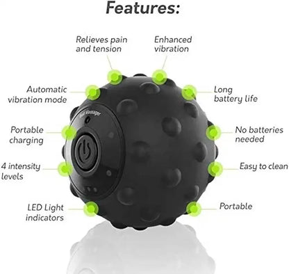 Vibrating Massage Ball 4Speed High-Intensity Fitness Yoga Massage Roller Relieving Muscle Tension Pain  Pressure Massaging Balls