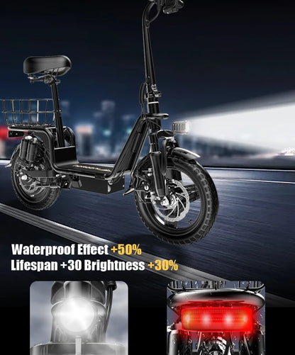 DEEPOWER C14 electric scooter can carry weight on the pedals and is equipped with a 500w motor and a waterproof lithium battery
