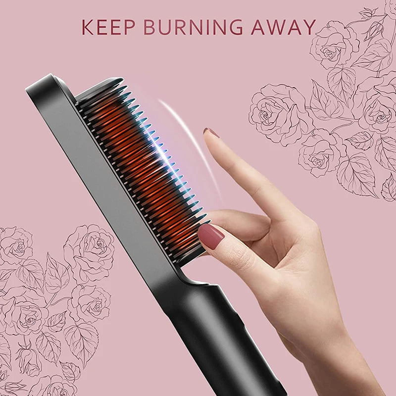 Hair Straightener Professional Ptc Quick Heated Electric Hot Comb Hair  Comb Personal Care Multifunctional Hairstyle Brush