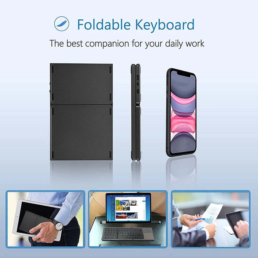 Foldable Bluetooth Keyboard With Touchpad Mini Wireless Keyboard Rechargable Keyboard For IOS Android Windows Tablet Notebook