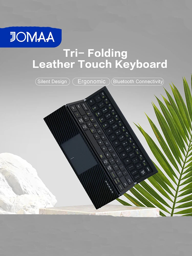 Foldable Bluetooth Keyboard with Touchpad - Full Size Folding Portable Keyboard for phone,Use for iPad iPhone Android Smartphone