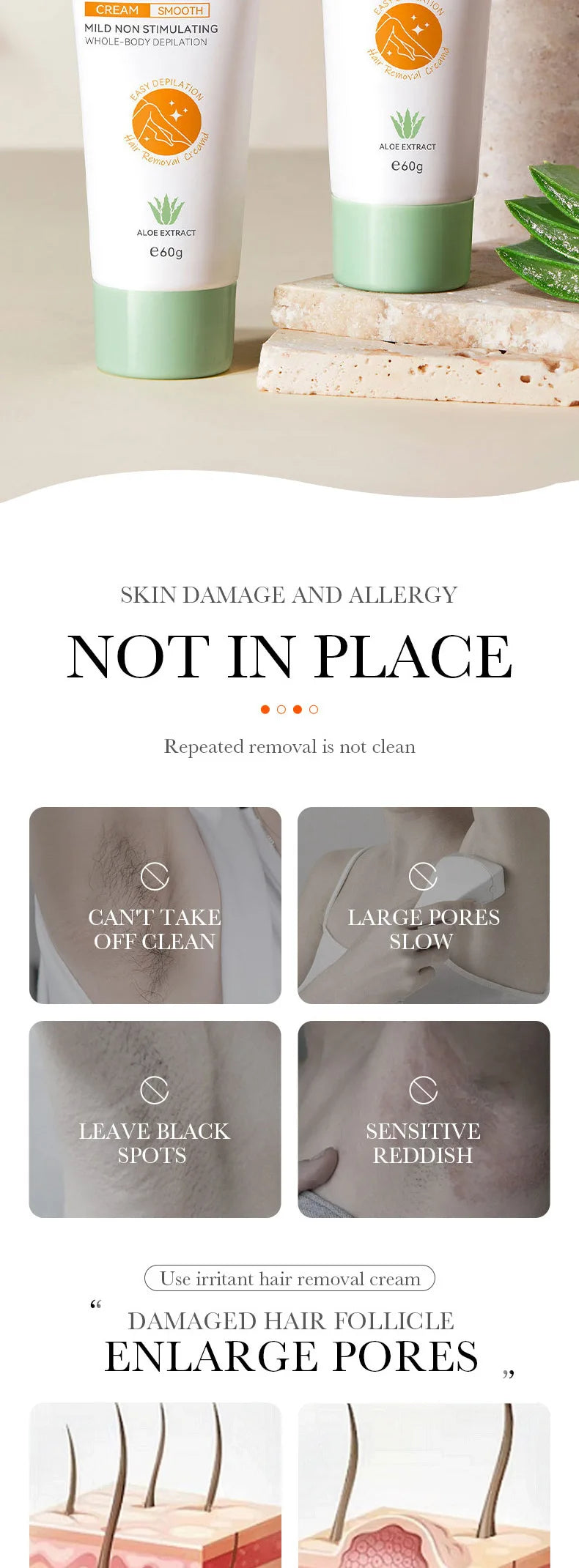 Hair Removal Cream Semi-permanent Painless Hair Remove Woman Men Body Underarm Depilatory Cream Effective Inhibition Hair Growth